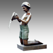 Большая Статуя Рог Мальчика Фонтан Бронзовая Скульптура Tpls-023